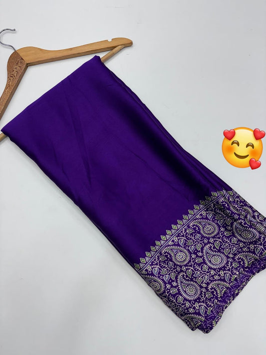 PURPLE COLOR AJRAKH SAREE(SMALL KERI)